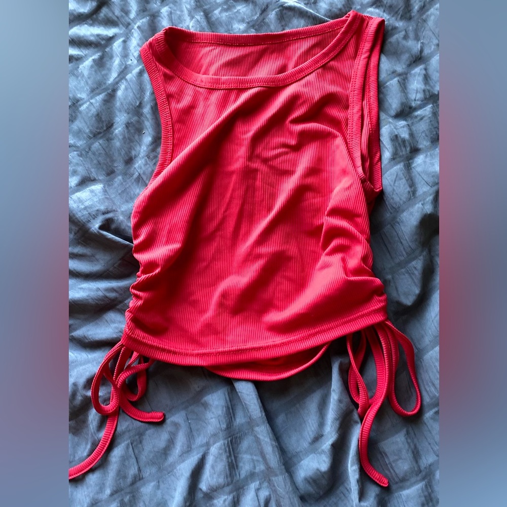 Red crop top with cinch